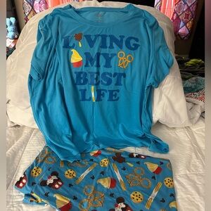 Disney Parks Women’s Blue 'Living My Best Life' Pajama Set